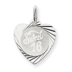Sterling Silver Sweet Sixteen Heart Pendant